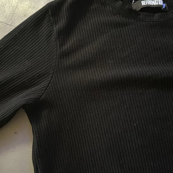 NWOT Reformation Wednesday Black Ribbed Knit Dress🖤🖤🖤 - Picture 9 of 13